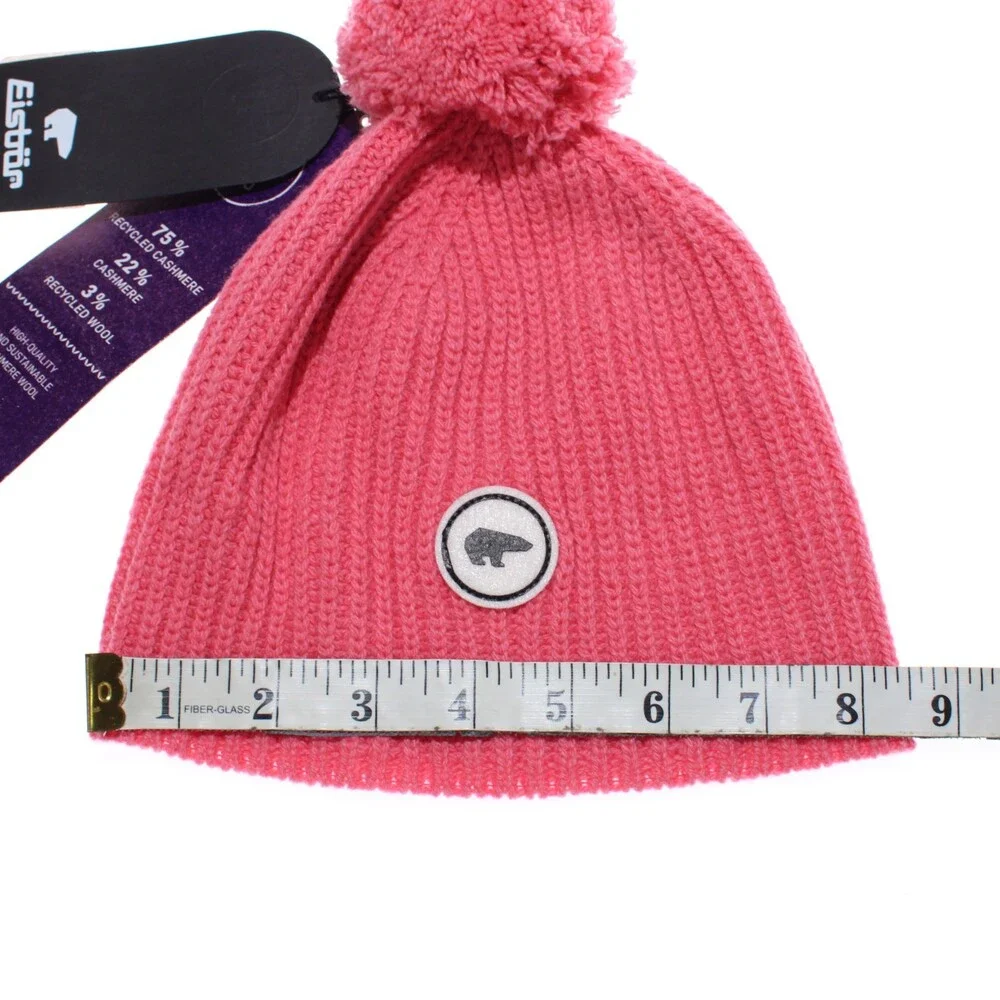 Eisbar NWT Mirna Pompom Knit Beanie Hat One Size in Pink Cashmere/Wool